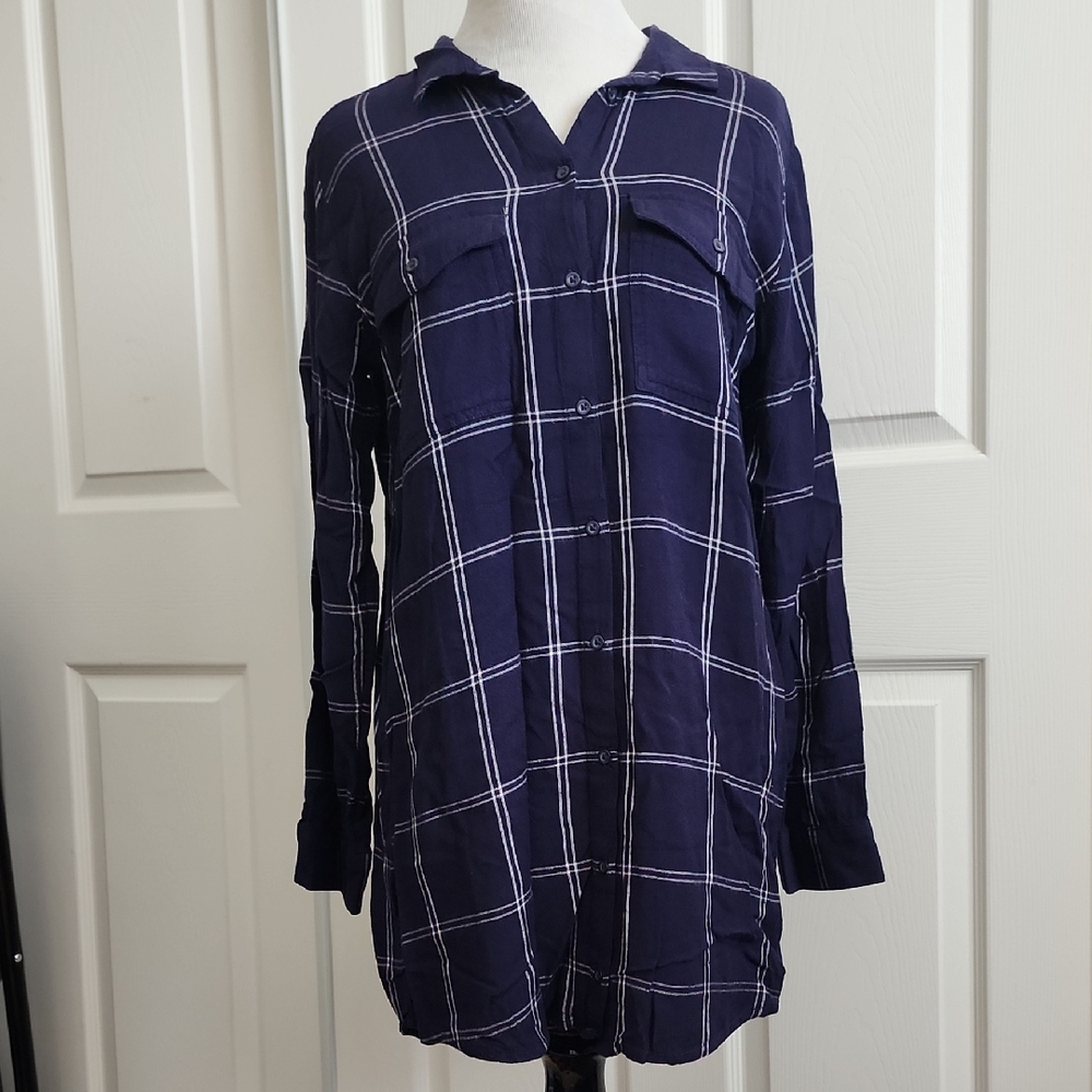 Divided Navy Plaid Mini Dress